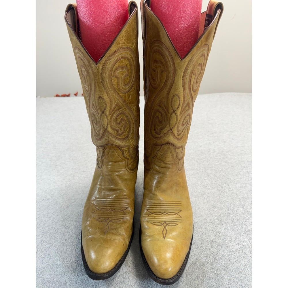 Vintage Larry Mahan Cowboy Boots Men 11.5 D Tan Brown Western Leather USA Made‎